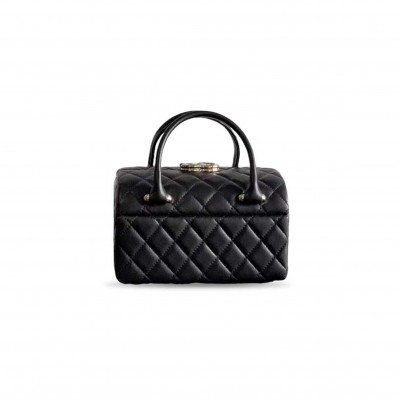 CHANEL BLACK LAMBSKIN BOX BAG AP5027 (16.5*15.5*11.5cm)